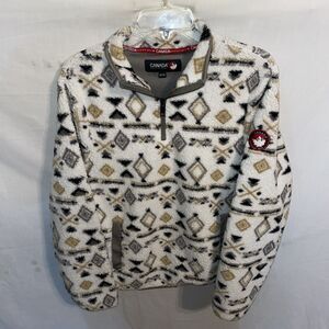 Canada Weathergear Women’s Fleece Jacket Sz XL White Geometric Outdoors Comfort